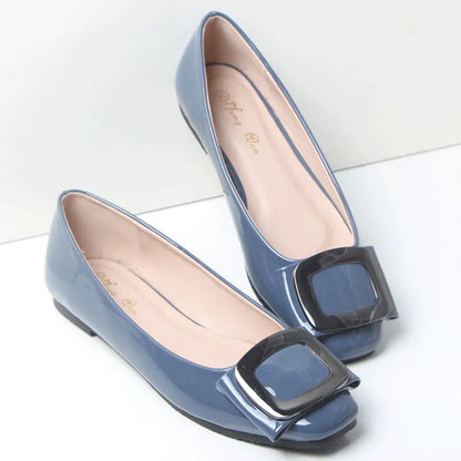 Square Head Patent Leather Shoes