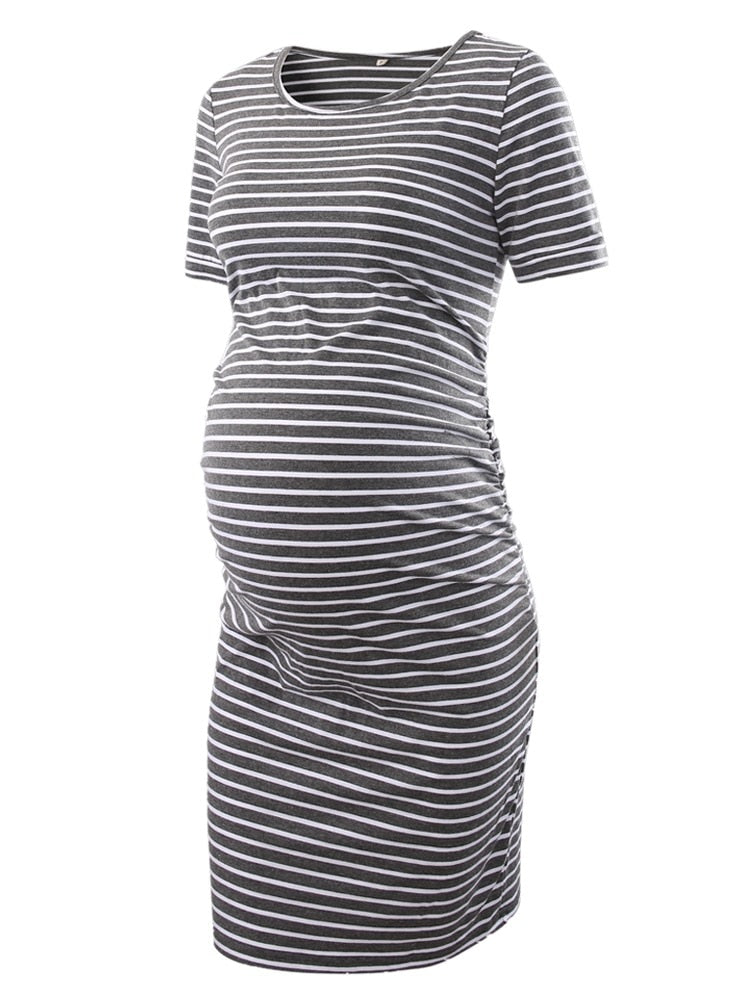 Maternity Dresses Women Side Ruched Pregnany Dress