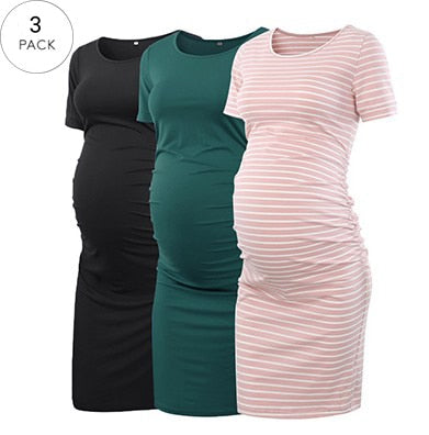 Maternity Dresses Women Side Ruched Pregnany Dress