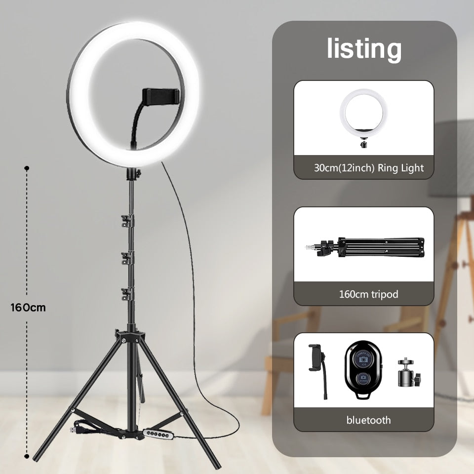 10" 26cm LED Selfie Ring Light Photography Video Light