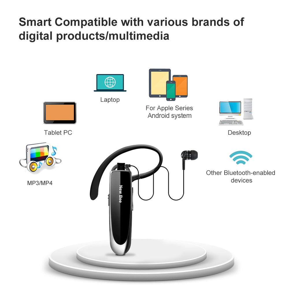 New Bee Bluetooth Headset V5.0 Wireless Earphones