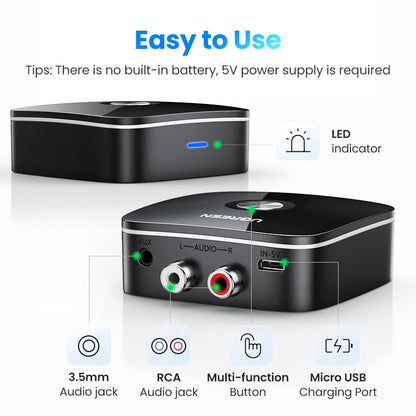 UGREEN Bluetooth RCA Receiver 5.1 aptX HD 3.5mm Jack