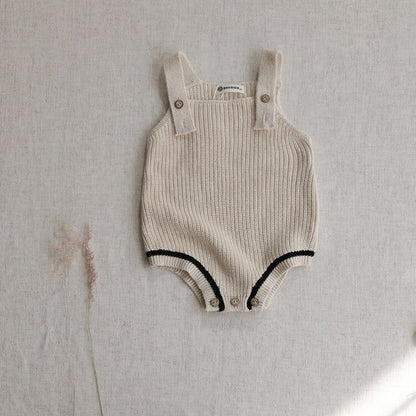 Infant Girls Simple Knitted Tender Knitwear Bodysuit