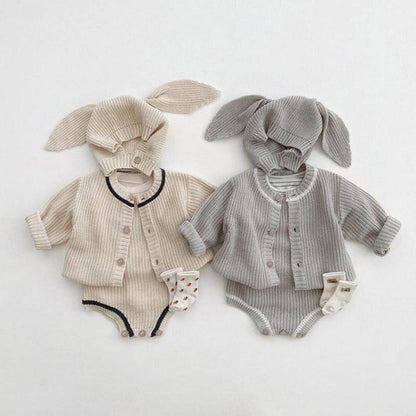 Infant Girls Simple Knitted Tender Knitwear Bodysuit